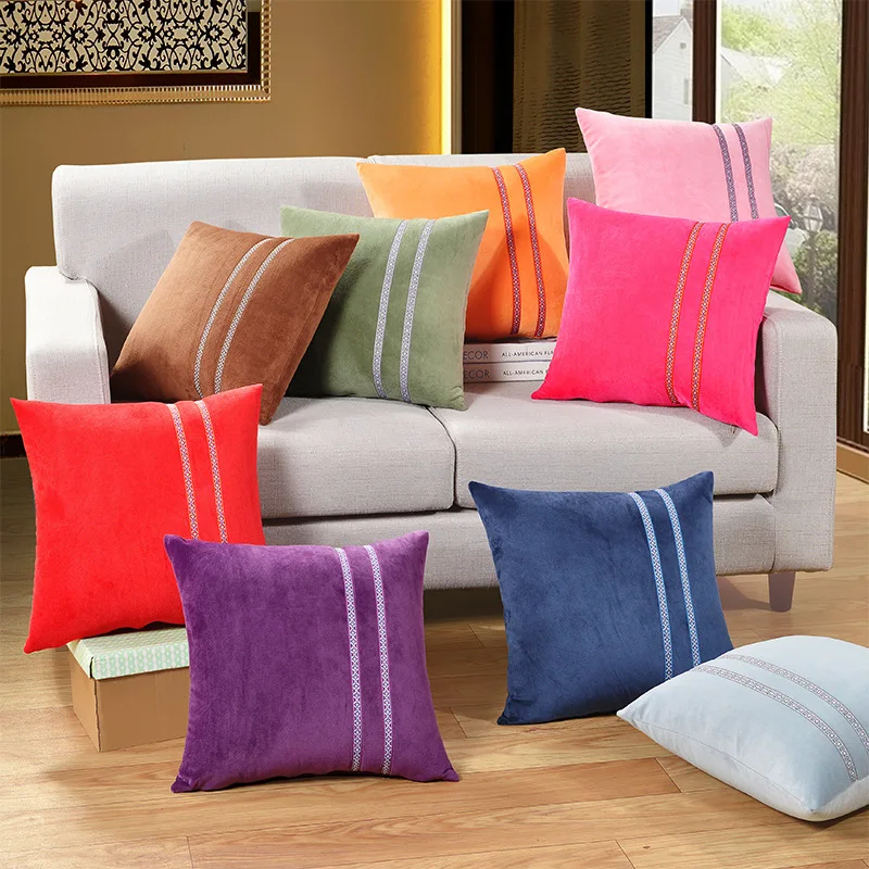 

Flannel Pillow Case Crystal Velvet Patchkwork Simple Throw Cover Pillowcase Hotel Home Textile 4 Size