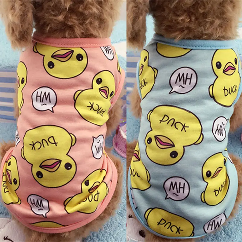 

Pet Dog Clothes Puppy Vest Spring T-shirt Shirts Duck Coats Pajamas Cats Cartoon