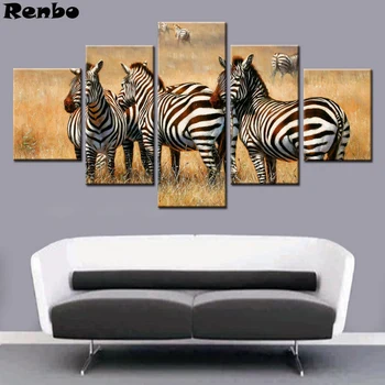 

5 Pieces DIY Diamond Embroidery Animal Zebra Paintings rhinestone 5D Diamond painting Full square round Diamond mosaic decor