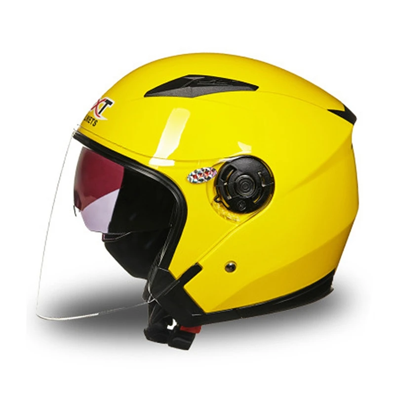 Gxt мотоциклетный шлем половина лица Daul козырек мотоциклетные шлемы четыре сезона общая УФ Защита электрический шлем Moto Casco - Цвет: Yellow