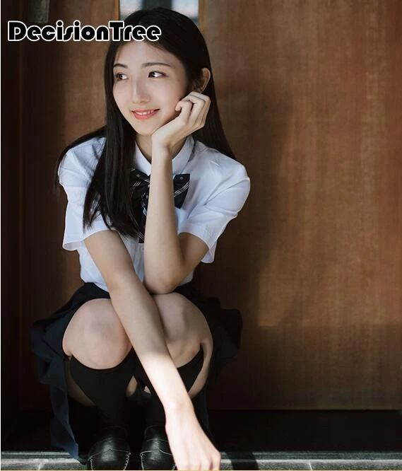

2020 japan korea navy style white sailor suit jk school girl uniform ribbon women short sleeve uniform set casual school suits