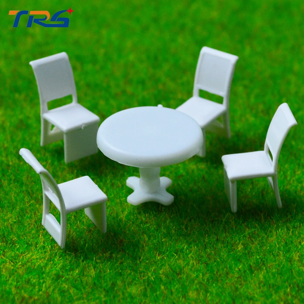 

Teraysun 20sets Scale Model 1:100 Model Round Dining Table & four Chairs Scene Set Miniature Furniture Decoration