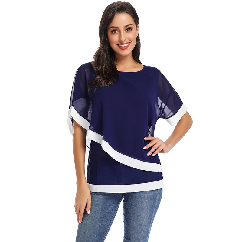 Pregnant Women Blusas Bat Sleeve Stitching Irregular Chiffon Shirts Maternity Clothes Spring Fall Blouse Women's Clothing 5