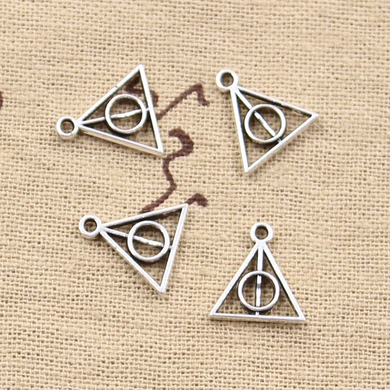 30 шт. шармы deathly hallows 13x12 мм искусственно состаренные подвески, винтажная тибетская Серебряная бронзовая, DIY для браслета ожерелье