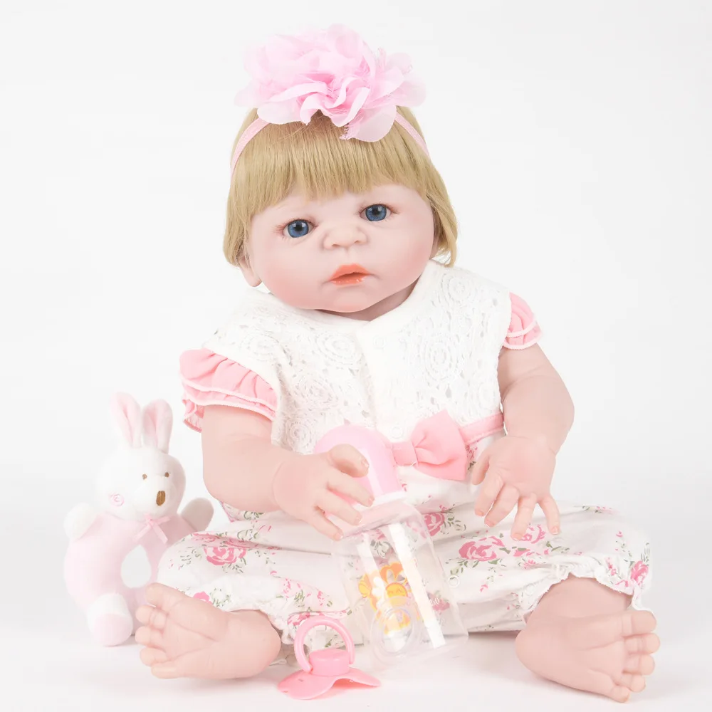 

22 Inch Soft Full Silicone Reborn Baby Lifelike Newborn Princess Girl Doll for Children Toy Xmas Birthday New Year Gift