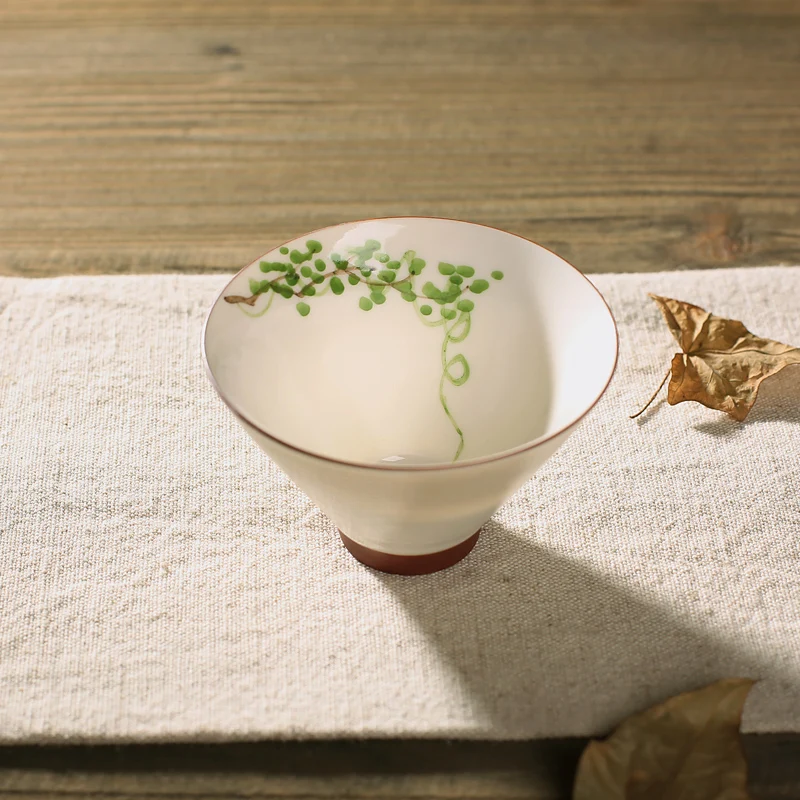 Кунг-фу чайная чашка в китайском стиле Стиль деликатная ручная работа, 50 мл маленькие китайские колокольчики, грубая керамика Чай чаша лотосы ручной росписи чашки