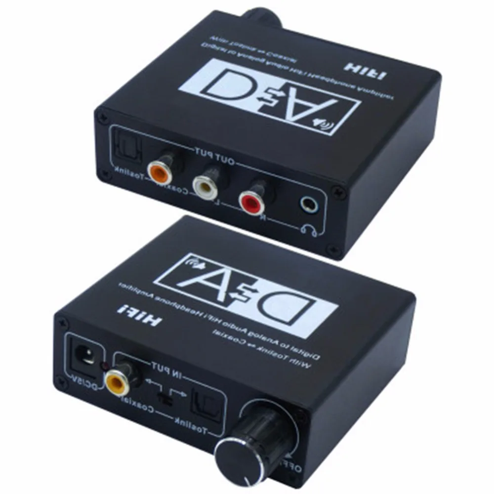 Digital to Analog Audio HiFi Headphone Amplifier With Toslink to Coaxial 2RCA 3 5mm Jack Stereo Audio Converter Adapter EU Plug