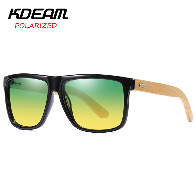

New Arrival KDEAM Rectangle Sunglasses Polarized Bamboo Men Sun Glasses 9 Colors Women night vision Eyewear UV400 KD8807