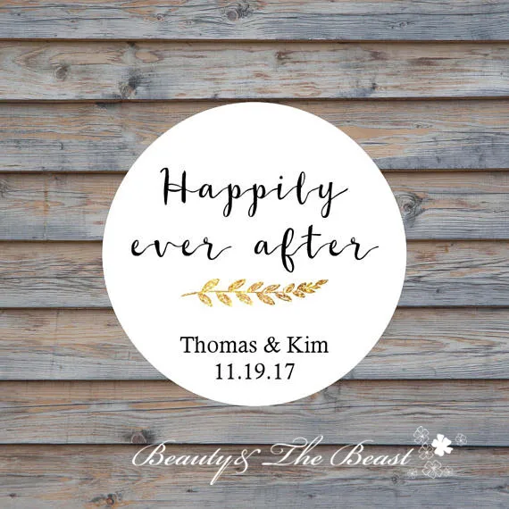 

Customized Personalized Happily Ever After Label Wedding Bottle Sticker Wedding Favors Tags Candy Box Tags Wedding Sticker