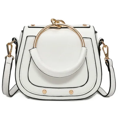 Брендовые сумки-мессенджеры из искусственной кожи с кольцами, дизайнерские сумки высокого качества, сумки через плечо - Цвет: White