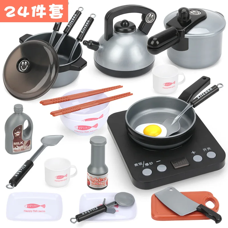 

Children Indoor Fun Game Toy Girl Role Play Light Music Cooking Sound Simulation Kitchen Set Small Household Appliance girl Toy