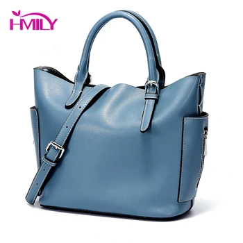 

HMILY Genuine Leather Ladies Handbags Hot Women Messenger Bags Totes Cowskin Designer Crossbody Shoulder Bag Boston Hand Bags