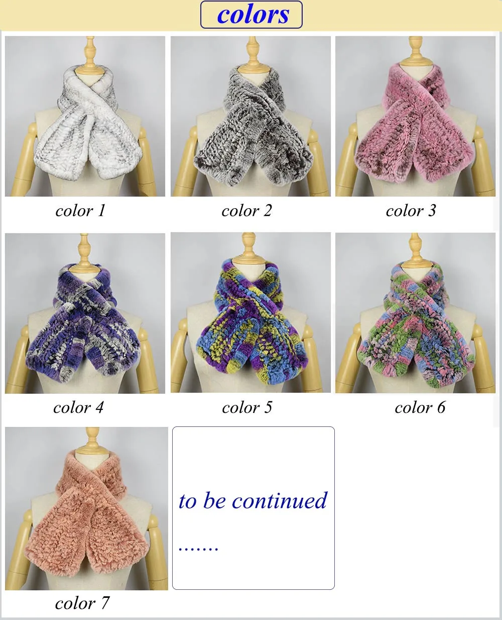 rex rabbit fur scarf short colors