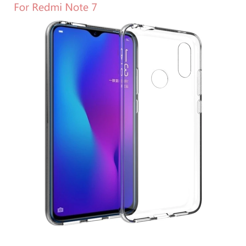 

100pcs/lot transparent smooth Soft TPU Cover Case For Xiaomi Redmi Note 7