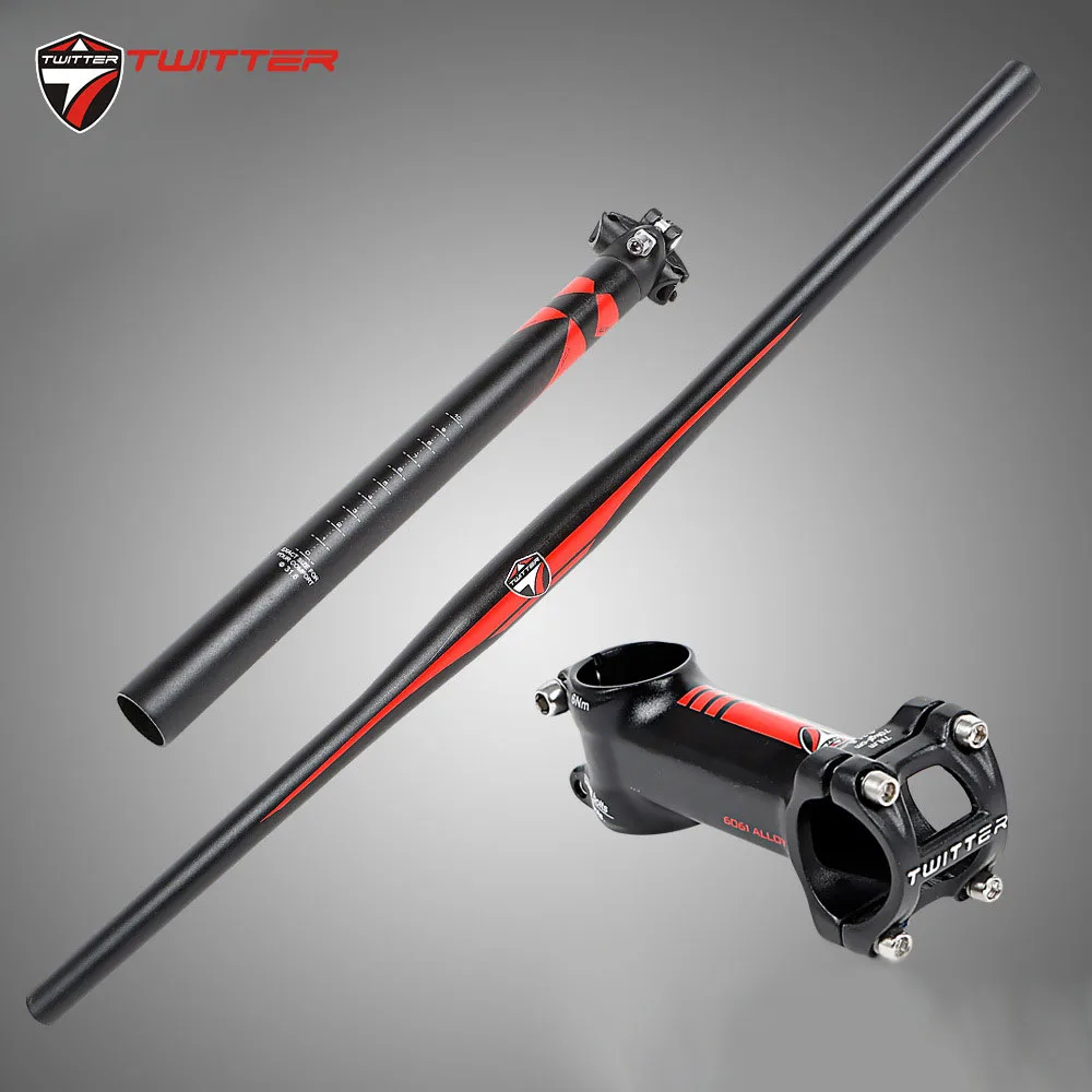 Best Mtb Handlebar Stem Seatpost 3 In 1 Bicycle Horizontal Handle Bar 680mm Seatpost 350mm Stem 90mm Mountain Bike Steerer