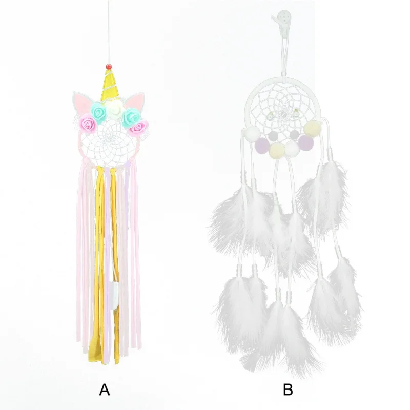 

Handmade Hairball Dream Catcher Net With Light Cute Dream Catcher Craft Gift Hanging Decorations