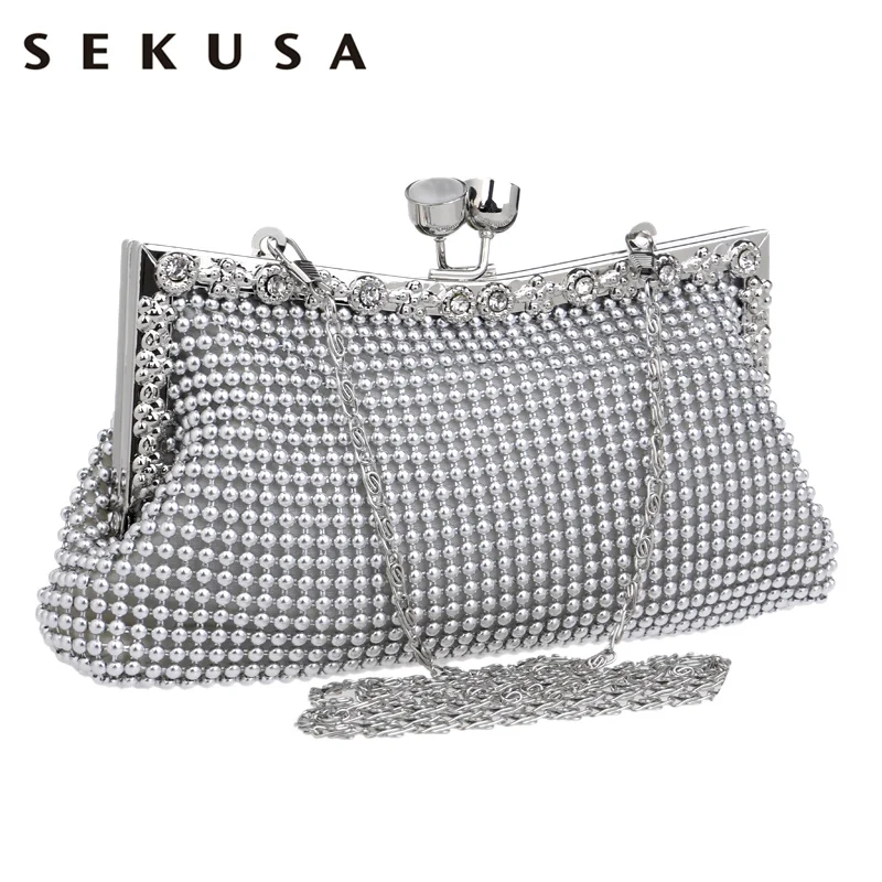 Sekusa الماس محفظة براثن حقائب النساء مساء أكياس صغيرة الفضة/الذهب/أسود الراين مساء حقائب الزفاف حمل