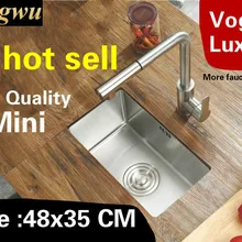 Домашняя Роскошная маленькая кухонная ручная раковина одинарная мойка для мытья овощей, прочная 304 нержавеющая сталь,, 48x35 см