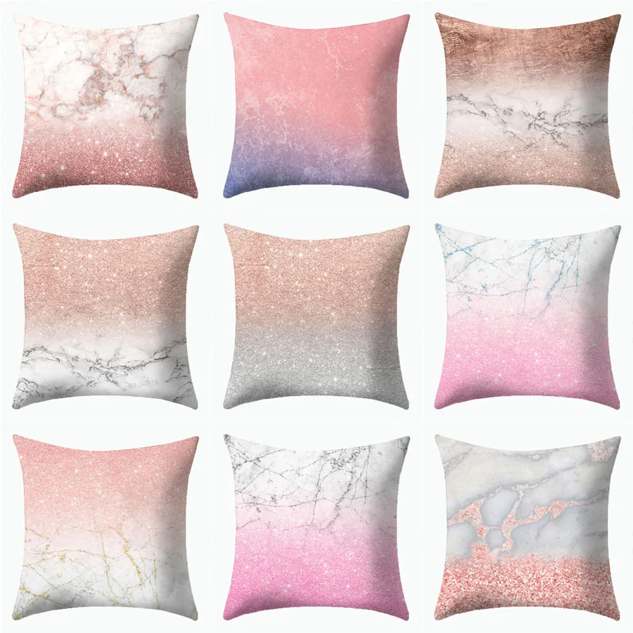 Pink VS Marble Pattern Pillows Decorative Covers Cushion ...