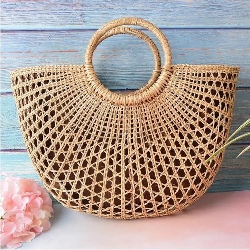 

2019 Fashion Women Shoulder Bags Wicker Handbags Beach Straw Woven Totes Bag Holiday Summer Rattan Basket Bag for Female
