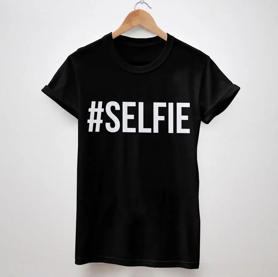 #SELFIE Letters Print Women Tshirt Cotton Casual Shirt ...