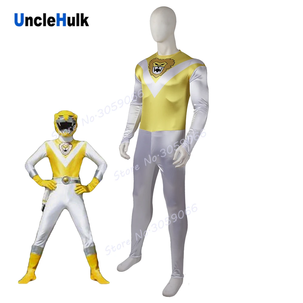 Choujuu Sentai Liveman желтый лев атласная ткань Косплей Костюм | UncleHulk Тематическая одежда