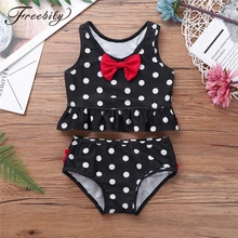 Высокое качество маленькие девочки из двух частей Полька купальный костюм в горошек дети девочка купальник бикини Купание Плавание пловец костюмы