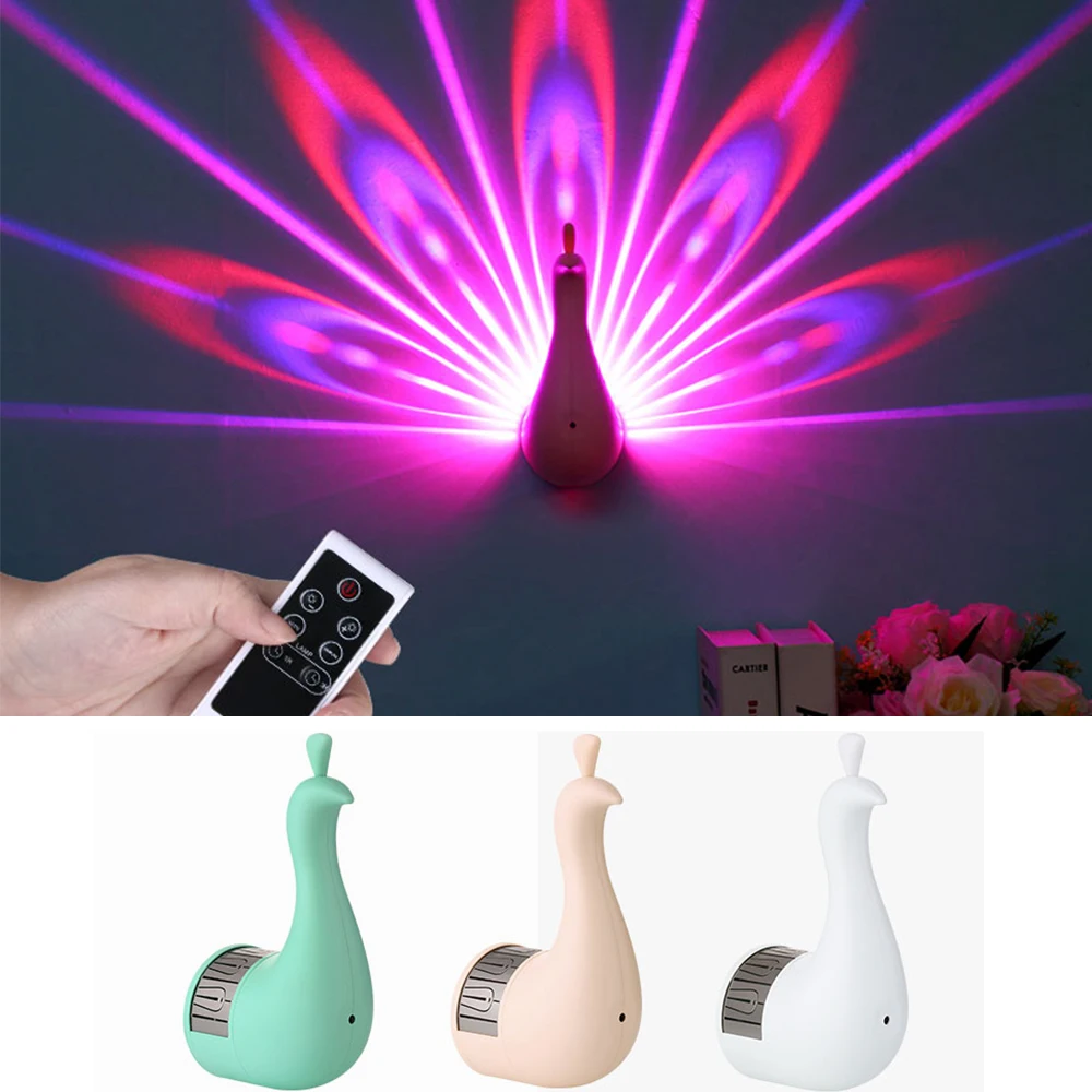 

Creative Led Peacock Wall Lamp Remote-controlled For Bedroom Bedside Background Channel Staircase Decor Romantic Home Lighting