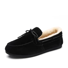 2016 Winter New Women Shoes Flat Plush Loafer Shoes Women Slip-on Doug Shoes
