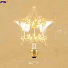 IWHD Star E27 220V 3W светодиодный Bombillas Винтаж лампы светильник Лампада лампа Эдисона в стиле ретро декоративные St64 G95 G80 St58 T10 T185 T30