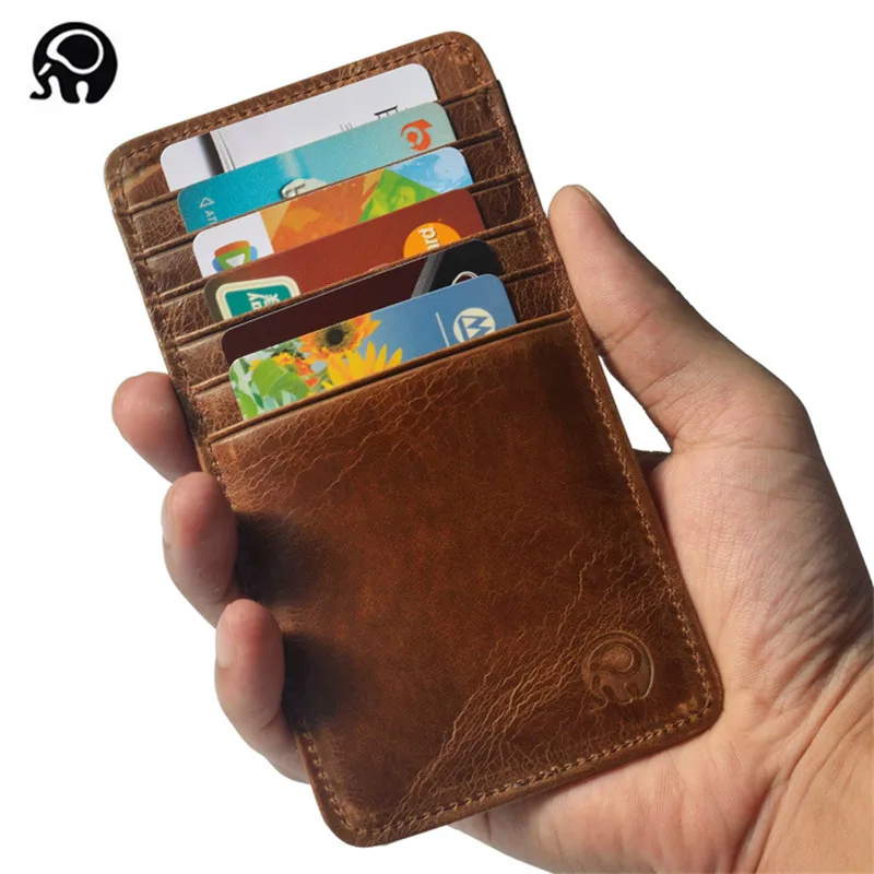

2017 New Business Solid Cow Genuine Leather Men's and Women Credit Card Holder/Case Card Holder Hasp Wallet More card position