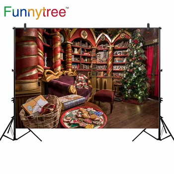 

Funnytree backdrops for photography studio Christmas tree Biscuits study room sofa Bookcase decoration background photobooth
