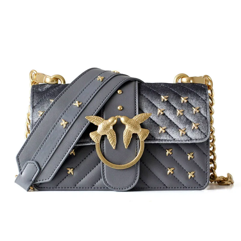 

Luxury Brand Shoulder Bag Villi Swallow Bag Women Bag Designer Rivet Flap Famous Brand Crossbody Bag For Female