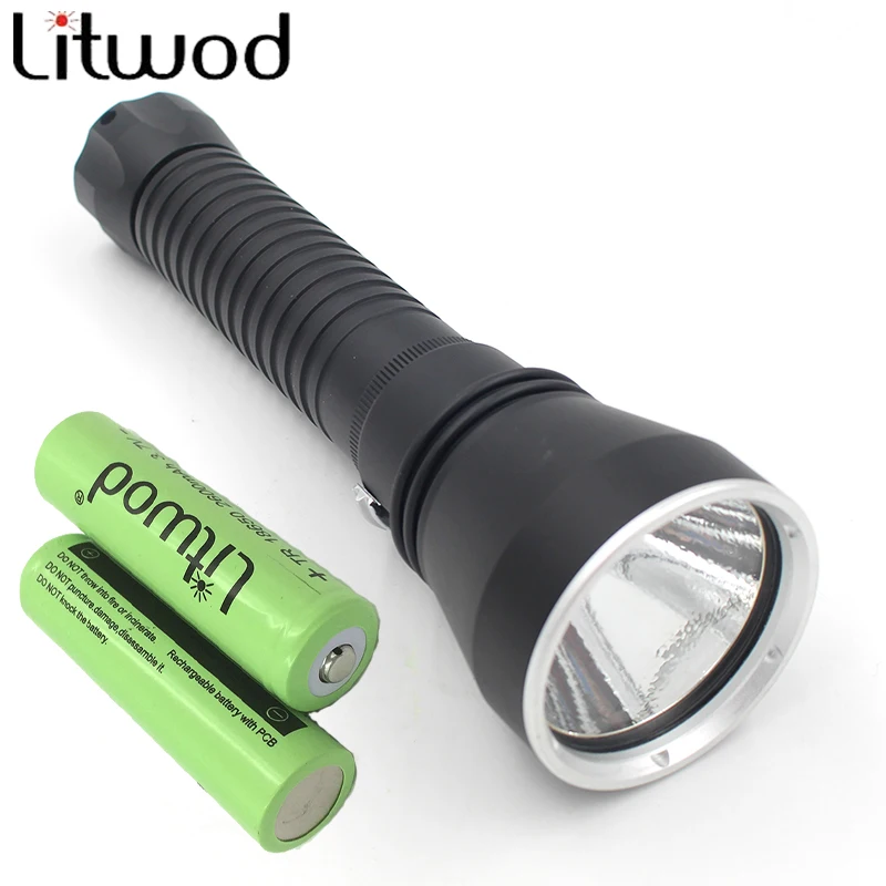 Litwod Z30D88 Дайвинг светодиодный фонарик 5000LM лампа XM-L2 easywhite LED Плавная затемнения под водой 150 м IPX8 + 2 аккумулятор