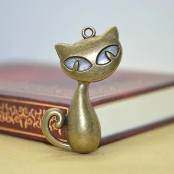 

8Pcs Zinc Alloy Charms Antique Bronze Plated cat Charms Pendants Metal Jewelry Findings Fit DIY 39*20mm 1443