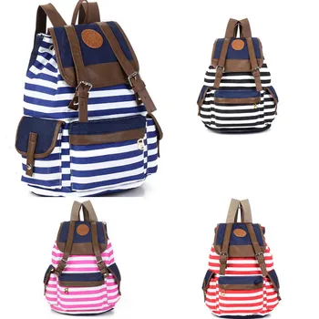 

121717 newhotstacy man canvas travel backpack student striped printing school bag