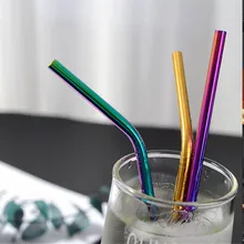 3 шт./партия Соломинки из нержавеющей стали многоразовые изогнутые металлическая соломинка молоко для размешивания кофе трубка Ресторан барный напиток трубы