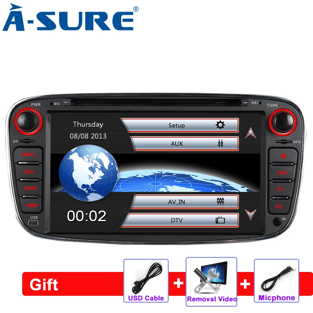 

A-Sure 7" Car Auto Radio GPS Player DVD Navigation For Ford Mondeo Focus Galaxy S-Max C-Max Kuga Rear USB Port & Dual DAB+