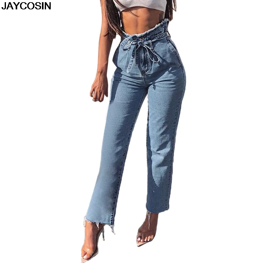 

JAYCOSIN High Waist Jeans Women Streetwear Bandage Denim Plus Size Jeans Femme Pencil Pants Skinny Jeans Woman jeans Autumn 9716