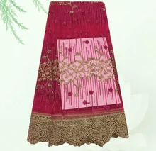 (5yards/lot) SDPN48, beautiful African french lace fabric ON SALE,tulle embroidered lace cloth for dress