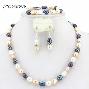 

Multicolor 8-9mm Nature Freshwater Pearl Beads Jewelry Set Fashion Party Wedding Bridal Jewelry HD5165