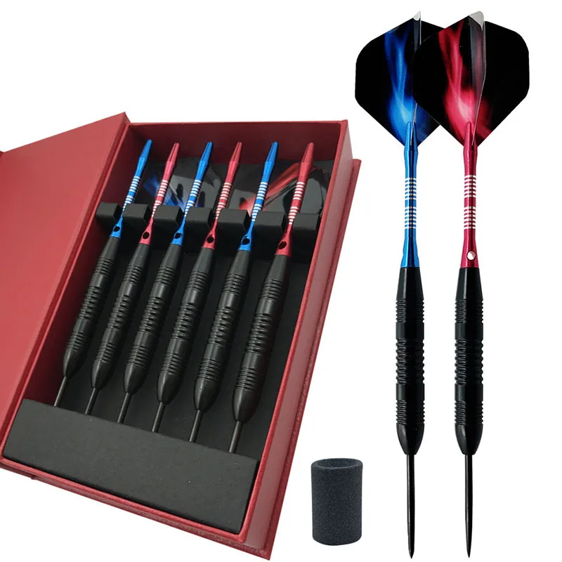 

6pcs Professional Darts Set 23g Red Blue Color 162mm Steel Tip Darts With Aluminum Darts Shafts