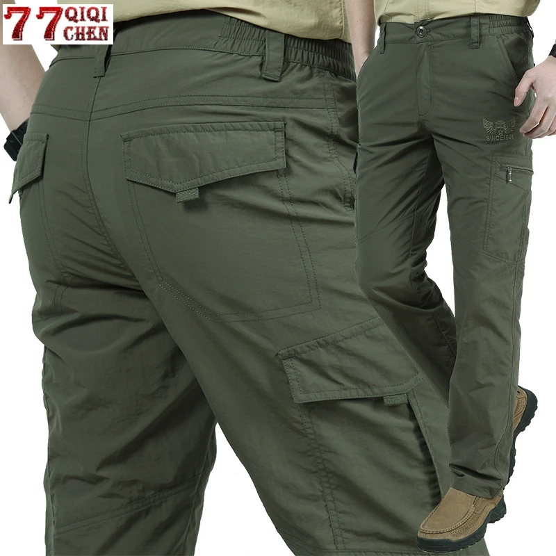 Быстросохнущие повседневные мужские летние дышащие армейские военные мужские тактические брюки карго мужские легкие водонепроницаемые брюки 4XL