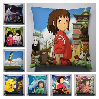 

Anime Manga Spirited Away Silk Pillowcase 40x40cm Pillow Case Cover Decorative Customized Seat Bedding Cushion 006