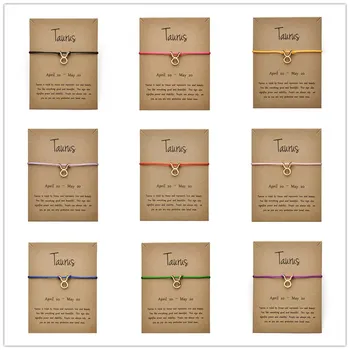 

12pcs Fashion Jewelry 12 Constellation Zodiac Taurus Lucky Rope Bracelet Bangles For Women Men Birthday Gift