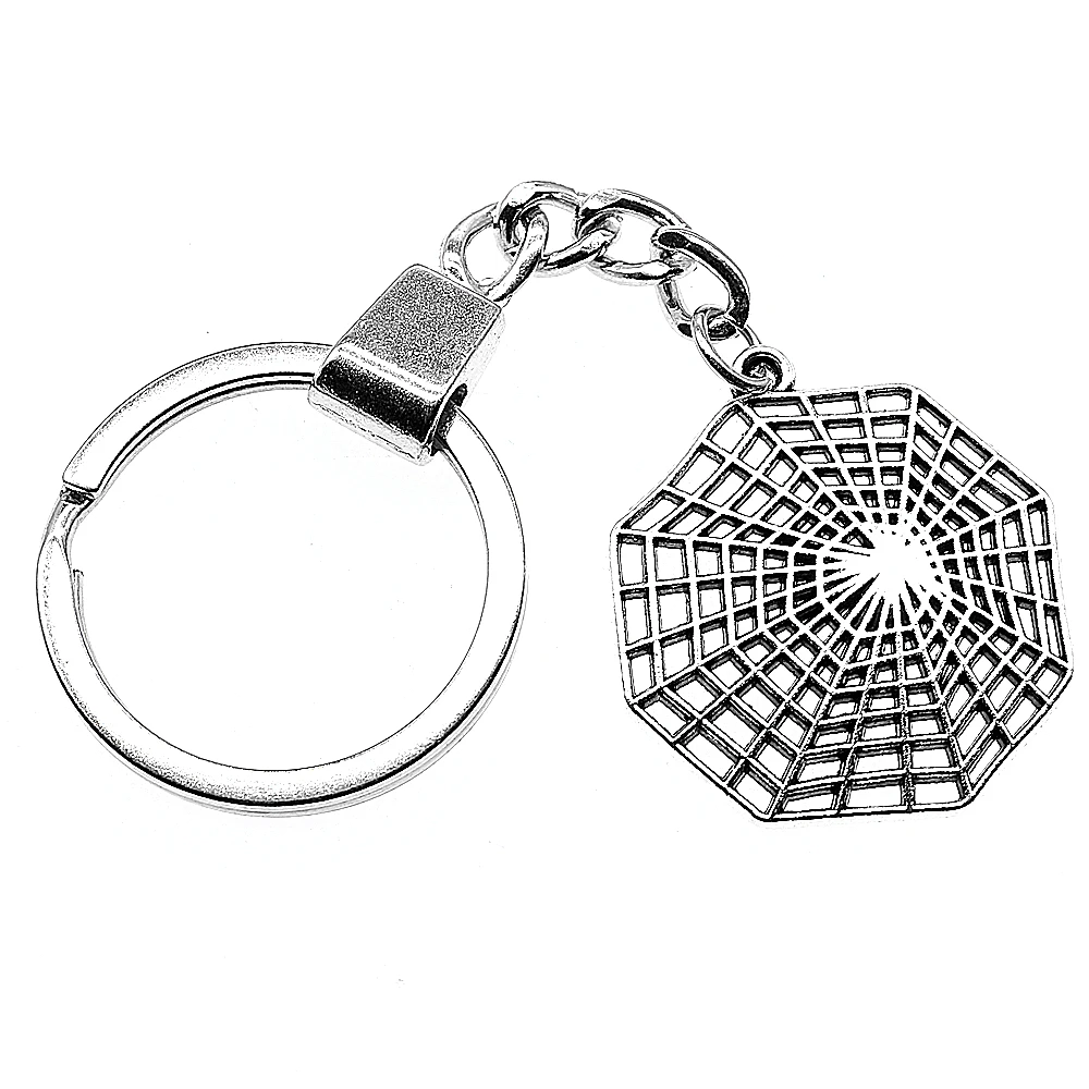 

New Fashion Keychain Antique Silver Color 31x28mm Spider Cobweb Pendant Key Chain Ring Holder Dropshipping