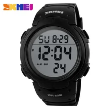 Skmei deportes al aire libre relojes hombres corriendo gran dial relojes de pulsera digitales cronógrafo correa de pu 50 m reloj resistente al agua 1068