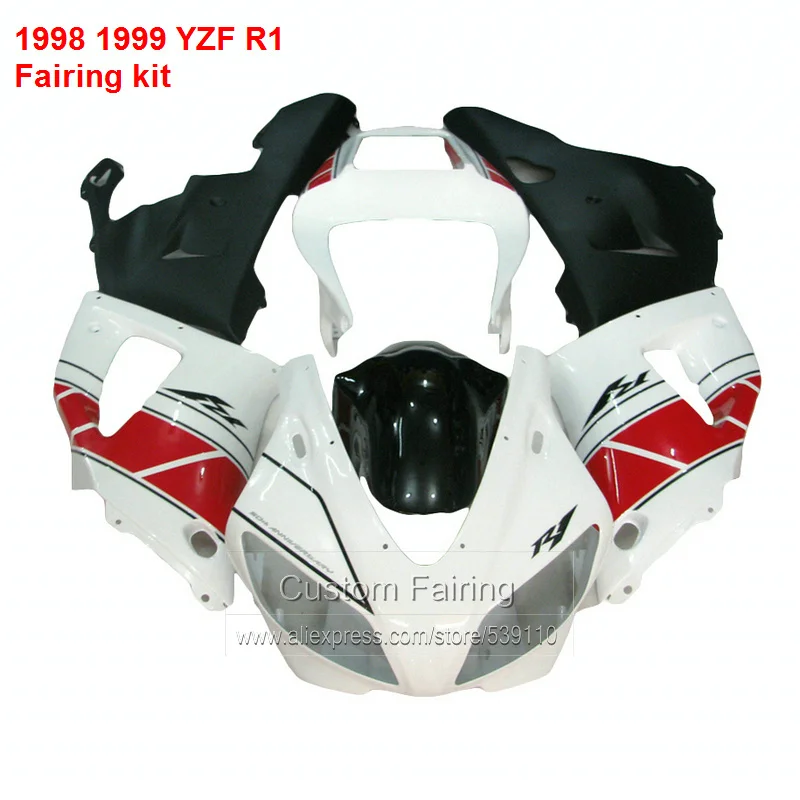 

Fairing kit For YAMAHA YZF R1 98 99 1998 1999 ( White & Red ) Fairings for  LJ09