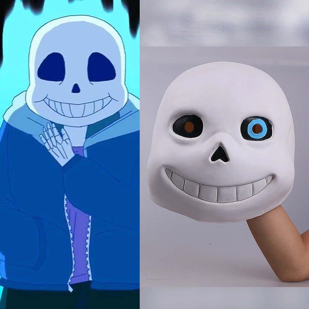 Hot Product  Full Head Undertale Sans Latex Cosplay Funny White Masks Helmets Props Party Halloween Fancy Ball C