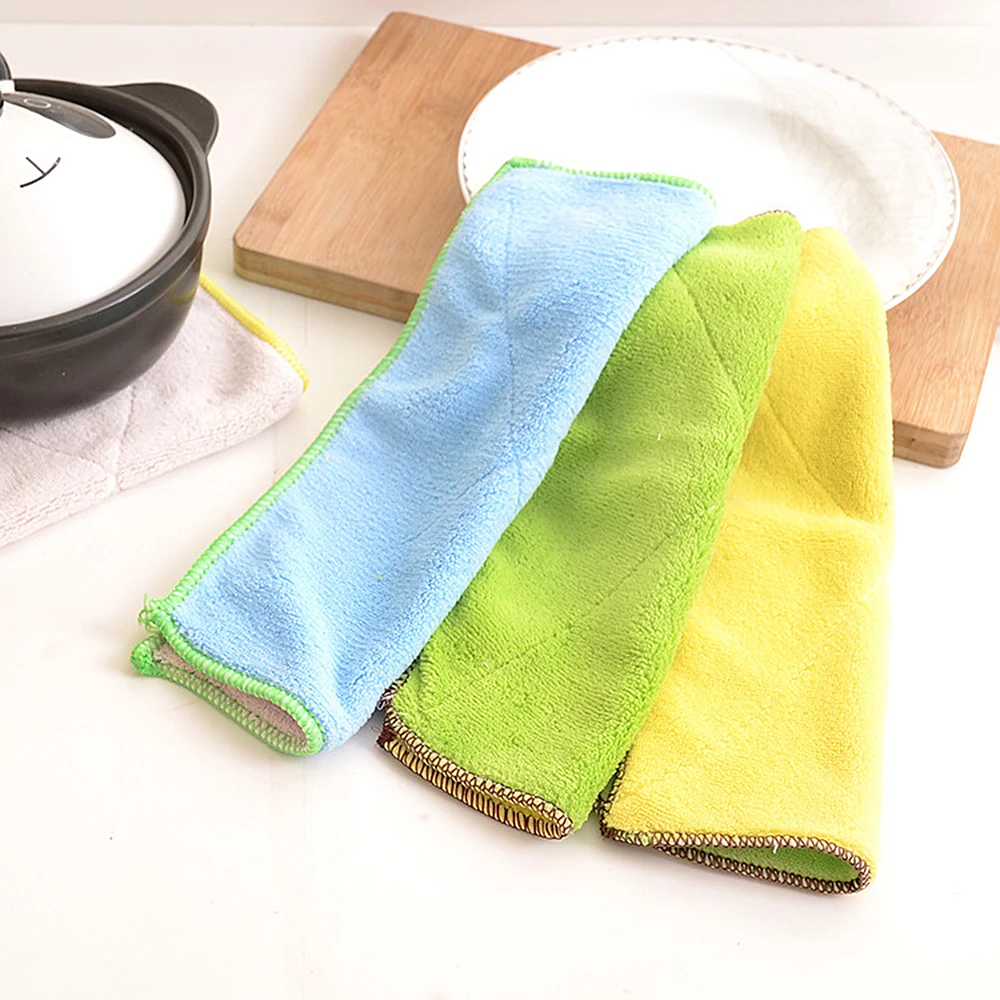 Кухонное полотенце кухонное сверхтонкое бамбуковое волокно антипригарное масло двухстороннее чистящее покрытие тряпки для мытья посуды кухонное полотенце